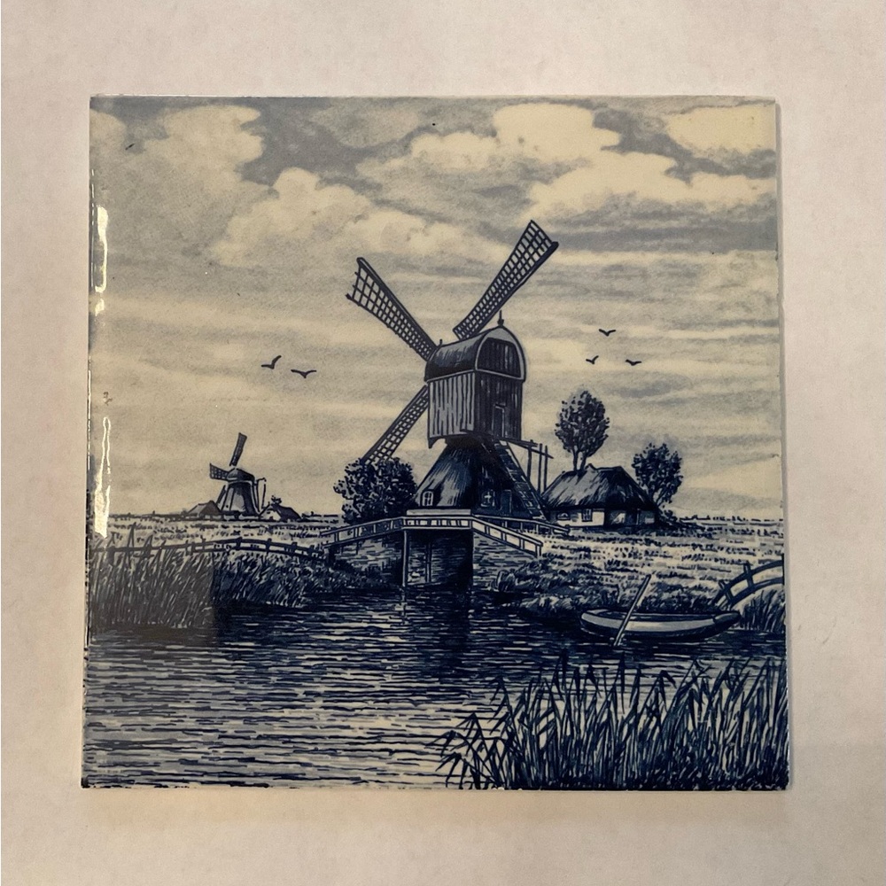 Vintage 6” Delft Holland Ceramic Tile
